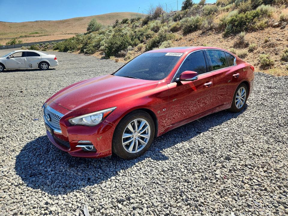 2014 Infiniti Q50 VIN JN1BV7AP5EM675974 COPART salvage auction — FRONT END, Nv - Salvage Title, sold $3,050 on 2026-07-02 (photo 1)